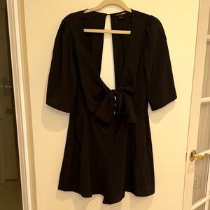 Black Tie-Front Romper (L)